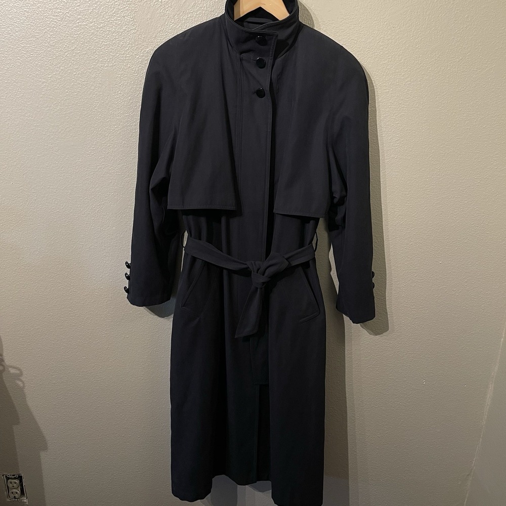 VTG Valerie Stevens Trench Coat Removable Warm Liner Velvet Details Women's P6